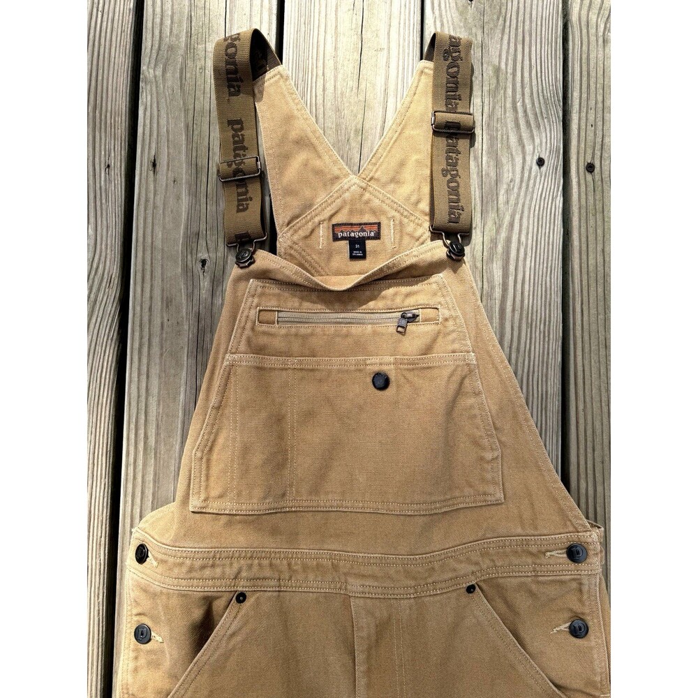 Patagonia Men's Iron Forge Hemp Canvas Bib Overalls Coriander Brown Size 31 EUC